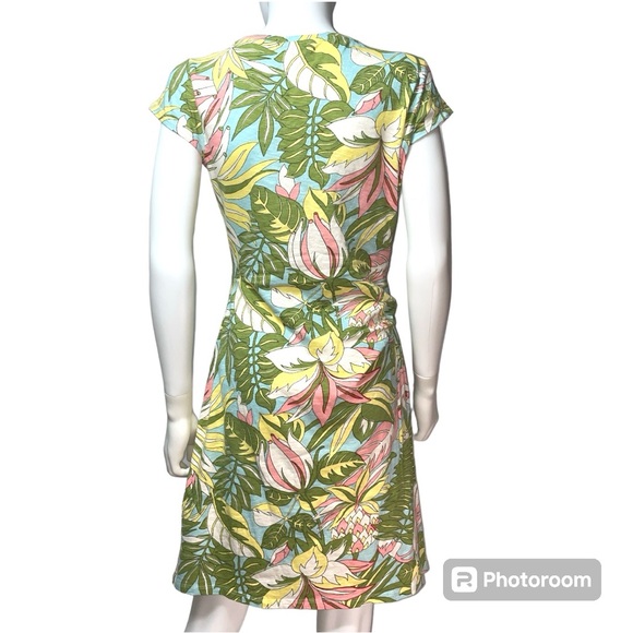 Talbots Cotton Self Tie Tropical Print Knee Length Dress Size MP - Picture 4 of 10